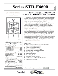 STR-F6652 datasheet: Off-line quasi-resonant flyback switching regulator, drain-source voltage 650V STR-F6652