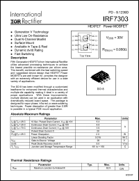 IRF7303 datasheet: Power MOSFET for fast switching applications, 30V, 4.9A IRF7303