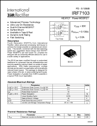 IRF7103 datasheet: N-channel power MOSFET for fast switching applications, 50V, 3A IRF7103