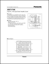AN7174K datasheet: Dual BTL 14W audio power amplifier circuit AN7174K