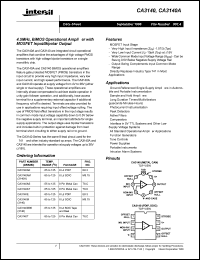 CA3140M datasheet: 4.5MHz, BiMOS operational amplifier with MOSFET input/bipolar output CA3140M