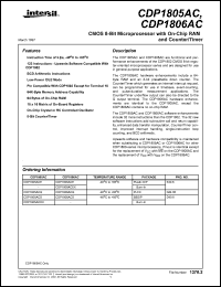 CDP1805ACE datasheet: CMOS 8-bit microprocessor with 64 bytes on-chip RAM, 5MHz CDP1805ACE