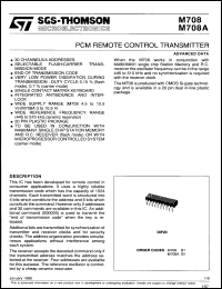 M708AB1 datasheet: PCM remote control transmitter M708AB1