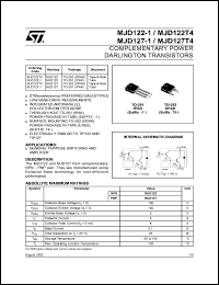 MJD122-1 datasheet: NPN darlington transistor for high DC current gain, 100V, 5A MJD122-1