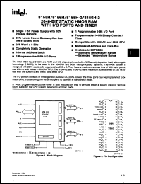 P8156H-2 datasheet: 2048-bit static HMOS RAM with I/O ports and timer P8156H-2
