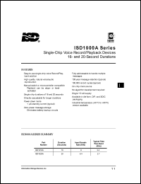 ISD1020AX datasheet: Single-chip voice record/playback device 20-second durations ISD1020AX