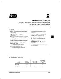 ISD1020AP datasheet: Single-chip voice record/playback device 20-second durations ISD1020AP