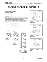 TLP523-2 datasheet: 2-channel IRed & photo−transistor, for programmable controllers, DC−output module and solid state relay TLP523-2