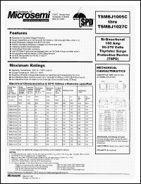 TSMBJ1012C datasheet: Bi-directional 100Amp, 120V, thyristor surge protective device TSMBJ1012C