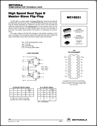 MC10231P datasheet: High Speed Dual Type D Master-Slave Flip-Flop MC10231P