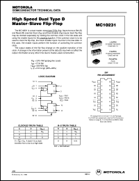 MC10231FN datasheet: High Speed Dual Type D Master-Slave Flip-Flop MC10231FN