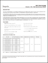 HY57V641620HGLT-5 datasheet: 4 banks x 1M x 16Bit synchronous DRAM, 3.3V, LVTTL, low power, 200 MHz HY57V641620HGLT-5