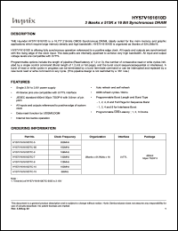 HY57V161610DTC-8 datasheet: 2 banks x 512K x 16 bit synchronous DRAM, LVTTL interface, 125 MHz HY57V161610DTC-8