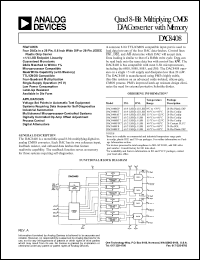 DAC8408GP datasheet: 0-7V; quad 8-bit multiplying CMOS D/A converter with memory. For voltage set points in automatic test equipment DAC8408GP