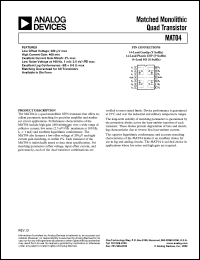 MAT04FP datasheet: 40V; 30mA; matched monolithic quad transistor MAT04FP