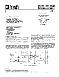 OP07EP datasheet: 22V; ultra low offset voltage operational amplifiers. For wireless base station control circuits, optical network control circuits and instrumentation OP07EP