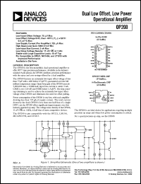 OP200AZ datasheet: 20V; dual low offset, low power operational amplifier OP200AZ