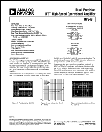 OP249FZ datasheet: 18V; dual, prescision JPET high-speed operational amplifier. For output amplifier for fast D/As, signal processing, instrumenattion amplifiers OP249FZ