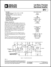 OP27AJ datasheet: 22V; 25mA; low-noise, precision operational amplifier OP27AJ