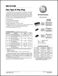 MC14174BCP datasheet: Hex Type D Flip-Flop MC14174BCP