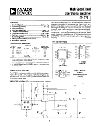 OP271AZ datasheet: 18V; 25mA; high speed, dual operational amplifier OP271AZ