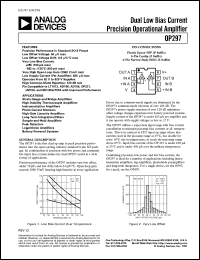 OP297AZ datasheet: 20V; dual low bias current precision operational amplifier. For strain gauge and bridge amplifiers OP297AZ