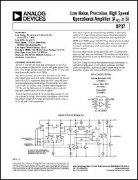 OP37EP datasheet: 22V; 25mA; low-noise, precision, high-speed operational amplifier OP37EP