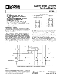 OP400EY datasheet: Quad low-offset, low-power operational amplifier OP400EY