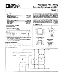 OP42EJ datasheet: 20V; high-speed, fast settling precision operational amplifier OP42EJ