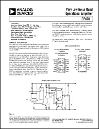 OP470EY datasheet: 18V; 25mA; very low noise quad operational amplifier OP470EY