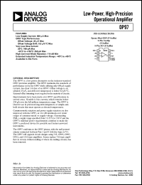 OP97EZ datasheet: 20V; 10mA; low-power, high-precision operational amplifier OP97EZ