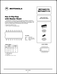 MC74AC174D datasheet: Hex D Flip-Flop with Master Reset MC74AC174D