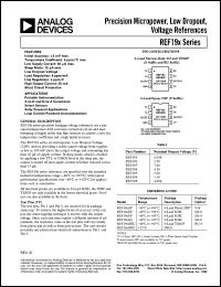 REF198GP datasheet: 0.3-18V; precision micropower, low dropout, voltage reference. For portable instrumentation, A-to-D and D-to-A converters, smart sensors REF198GP