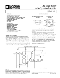 SSM2135P datasheet: 36V; dual single-supply audio operational amplifier. For multimadia audio systems, microphone amplifier, headphone drive SSM2135P