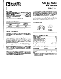 SSM2210P datasheet: 40V; 20mA; audio dual matched NPN transistor SSM2210P