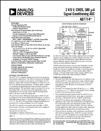 AD7714AN-5 datasheet: 0.3-7V; 450mW; CMOS, 500uA, signal conditioning ADC. For poratble industrial intruments, portable weigh scales AD7714AN-5