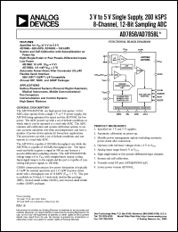 AD7858LBN datasheet: 0.3-7V; 450mW; single supply, 200kSPS, 8-channel, 12-bit, sampling ADC. For battery-powered systems, pen computers and instrumentation AD7858LBN