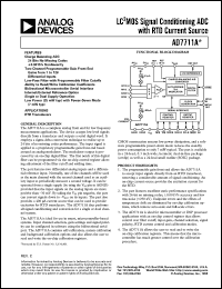 AD7711AAR datasheet: 0.3-12V; 450mW; LCMOS signal conditioning ADC with RTD current source. For RTD transducers AD7711AAR