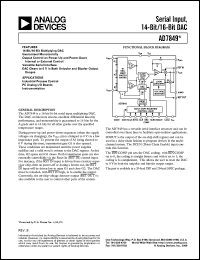 AD7849BN datasheet: 0.4-17V; 10mA; 875mA; serial input, 14/16-bit DAC. For industrial process control, PC analog I/O boards, instrumentation AD7849BN