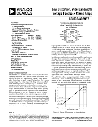 AD8036AN datasheet: 12.6V; 0.9-1.3W; low distortion, wide bandwidth voltage feedback clamp amplifier. For ADC buffer, IF/RF signal processing and high quality imaging AD8036AN