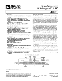 AD1859JRS datasheet: 5.0V; stereo, single-supply 18-bit integrated DAC. For digital cable TV and direct broadcast satellite set-top decoder boxers, digital video disc, video CD and CD-I players AD1859JRS