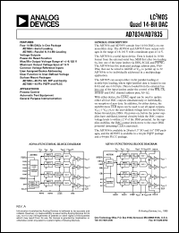 AD7834AN datasheet: 0.3-7V; 450mW; LCMOS quad 14-bit DAC. For process control, automatic test equipment, general purpose instrumentation AD7834AN