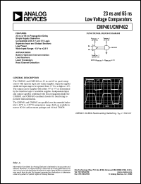 CMP402GS datasheet: 16V; 33MHz; 23ns and 65ns low voltage comparator. For battery-operated instrumentation and line receivers CMP402GS