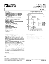 AD7851KN datasheet: 0.3-7V; 450mW; 14-bit 333 kSPS serial A/D converter. For digital signal processing AD7851KN