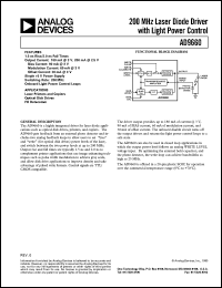 AD9660KR datasheet: 6V; 30mA; dual 6-bit, 200MHz laser diode driver with light power control AD9660KR