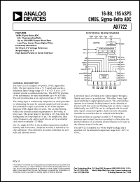 AD7722AS datasheet: 0.3-7V; 16-bit, 195kSPS CMOS, sigma-delta ADC AD7722AS