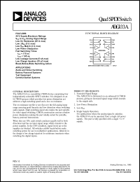 ADG333ABN datasheet: 44V; 20-40mA; quad SPDT switch. For audio and video switching and battery-powered systems ADG333ABN