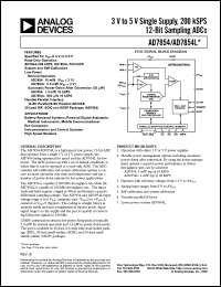 AD7854SQ datasheet: 0.3-7V; 450mW; single supply, 200kSPS 12-bit sampling ADC. For battery-powered systems, pen computers AD7854SQ