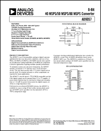 AD9057BRS-60 datasheet: 7V; 20mA; 8-bit 60MSPS converter. For digital communications, RGB and YC/composite video processing AD9057BRS-60