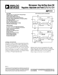 ADP1111AR datasheet: 36V; 500mW; micropower, step-up/step-down SW regulator. For 3V to 5V, 5V to 12V step-up converters, 9-5V, 12-5V step-down converters, lap-top and palmtop computers ADP1111AR